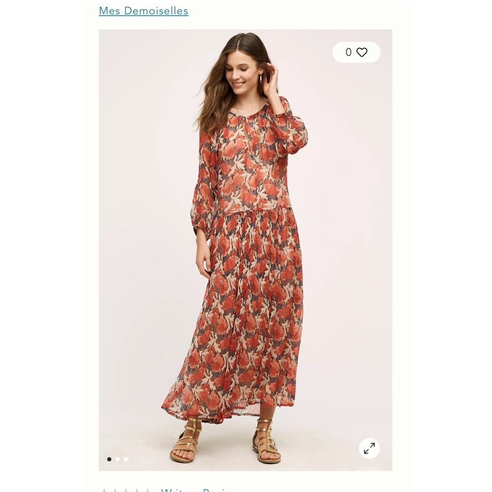 Mes Demoiselles Paris Cetina Maxi Floral Boho Chiffon Dress 42 Large